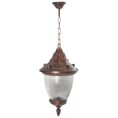 Lustre d'extérieur, longueur 30 cm (11,8 po) et diamètre 26 cm (10,2 po), corps en ABS brun et capuchon en polycarbonate | Douille E27, 40 W maximum, IP65 | Design industriel américain traditionnel nostalgique pour les espaces extérieurs