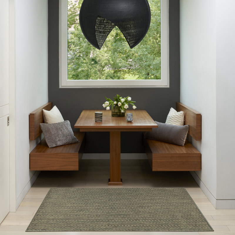 Tapis noir intérieur / extérieur Remmie, Vert, Rectangulaire 3 pi x 5 pi