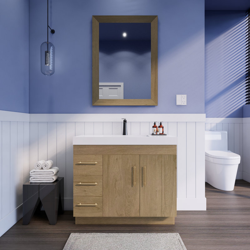 Ensemble de meuble-lavabo simple 42 po Lishani Spring, Chêne blanc