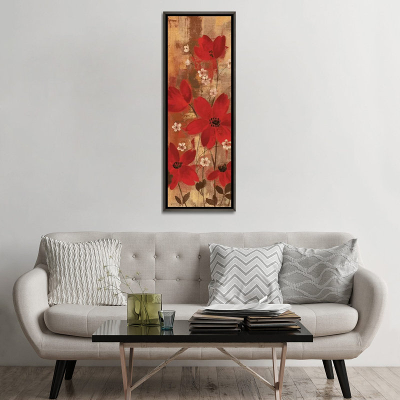 «Floral Symphony Red I» par Silvia Vassileva, reproduction d'art panoramique sur toile, H 60 po x l 20 po x P 1,5 po