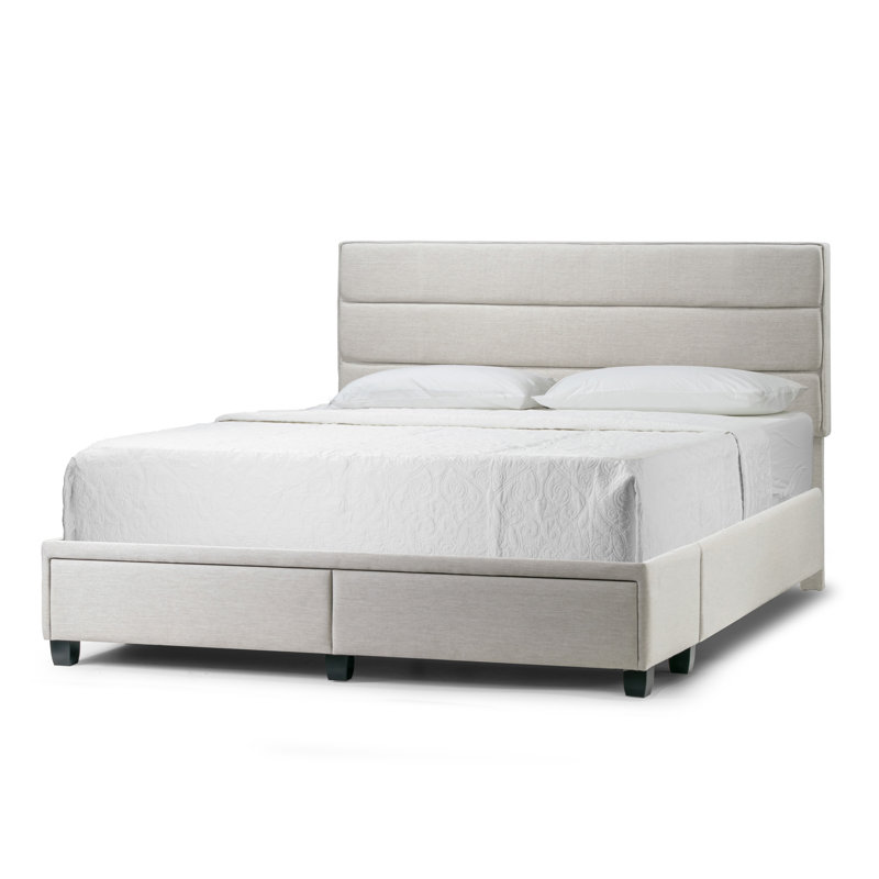 Wenger Upholstered Platform Storage Bed, Beige, King