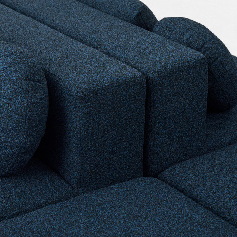 Upholstered Boneless Modular Sectional, Blue Boucle