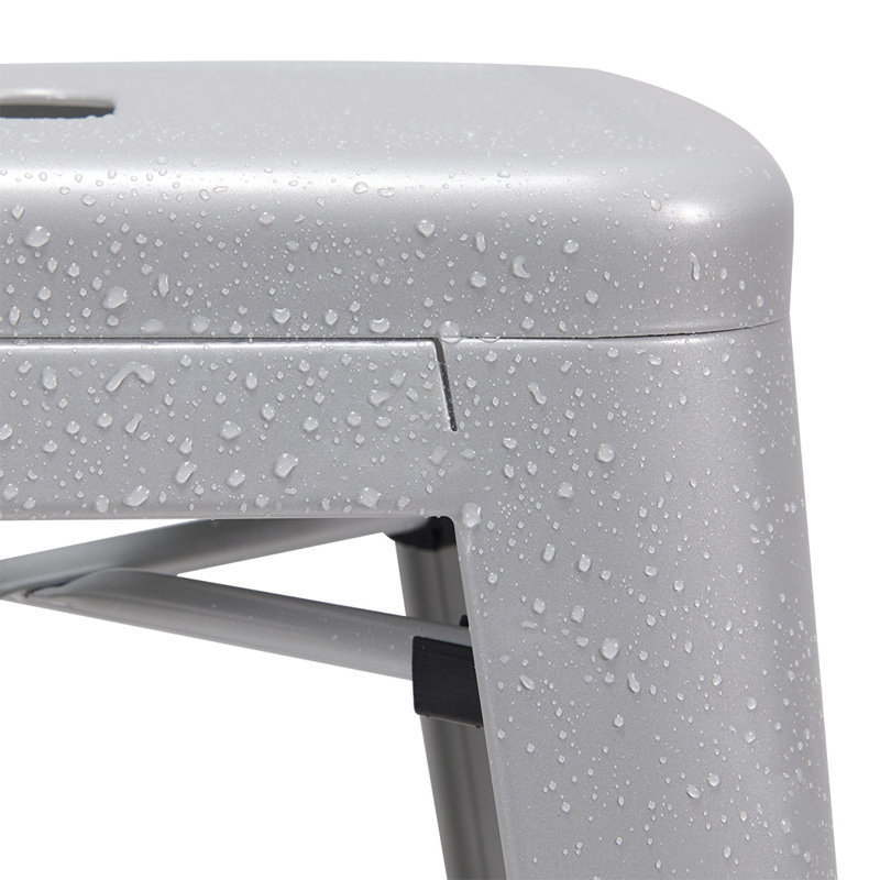 Shively Iron Counter Stool with Iron Frame, Gray