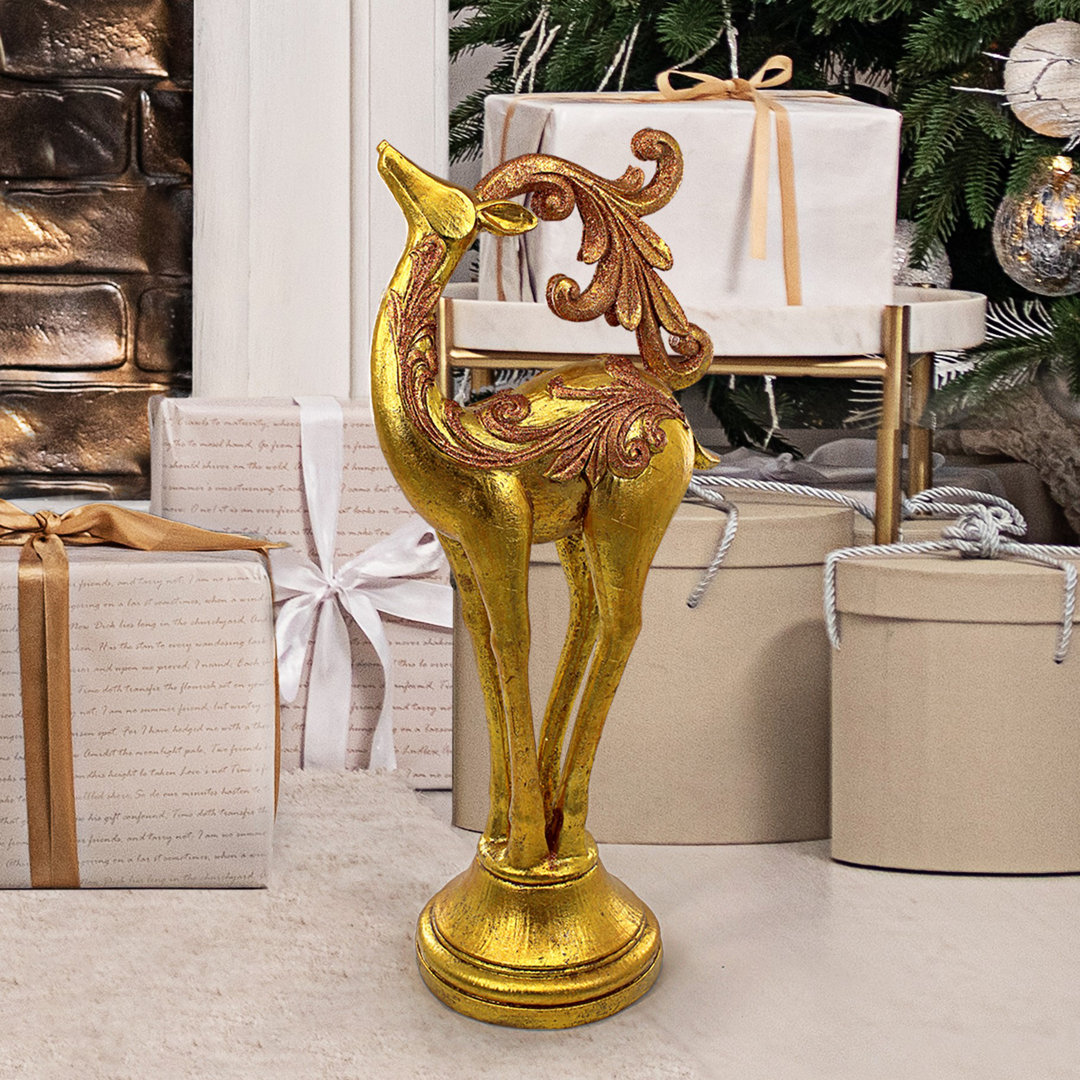 Santa's Romping Reindeer Christmas Statue Design Toscano