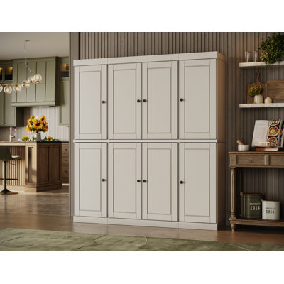 Siegmeyer 100% Solid Wood Tall Kitchen Pantry Cabinet with Doors, Adjustable Shelves, Modular Kitchen Storage Cabinet, 65" W x 71.5" H