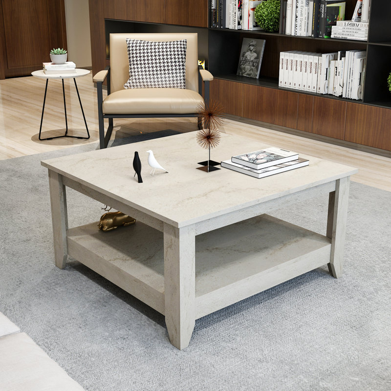Lea 90 Cm Square Coffee Table, Cream