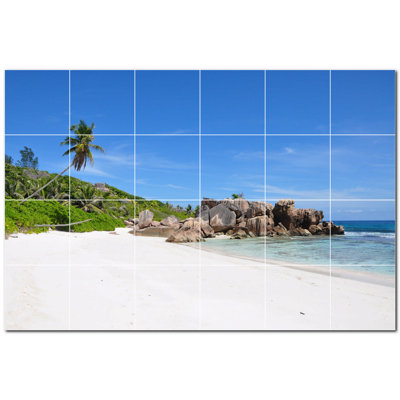 Beach Photo 4.25'' x 4.25'' Satin Ceramic Decorative Mural