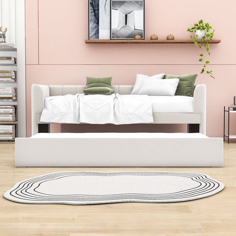 Lit de jour simple avec couchette Motilaal, Beige