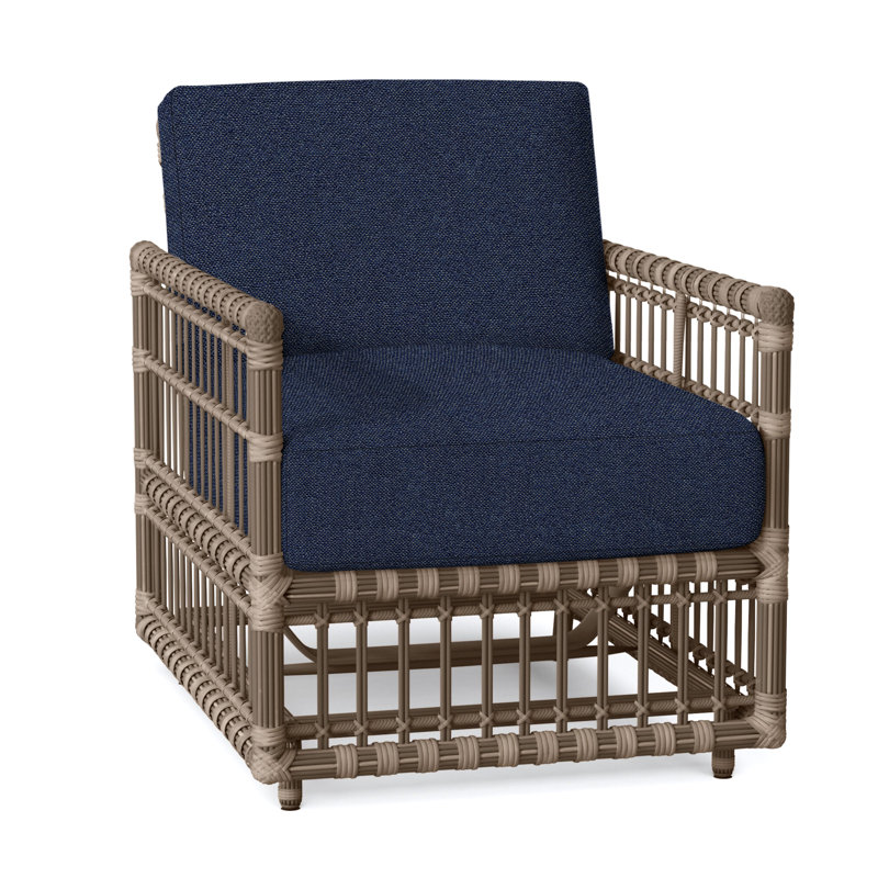 Newport Patio Chair with Cushions, No Welt, Newport #66 Burlap, Intermix Indigo