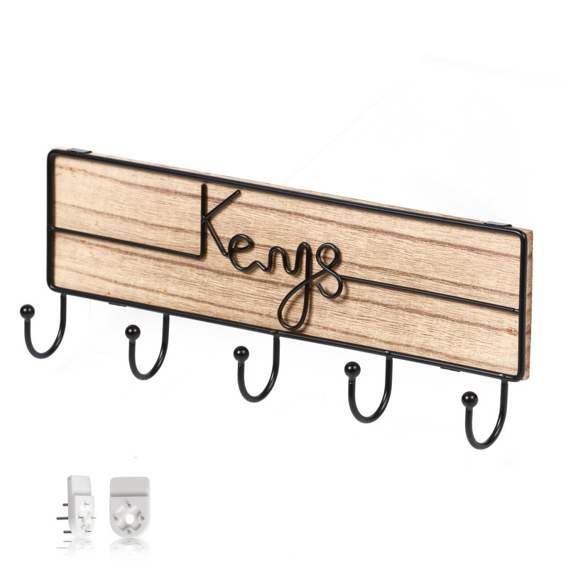 Porte-clés mural en bois naturel et métal Bornhoft