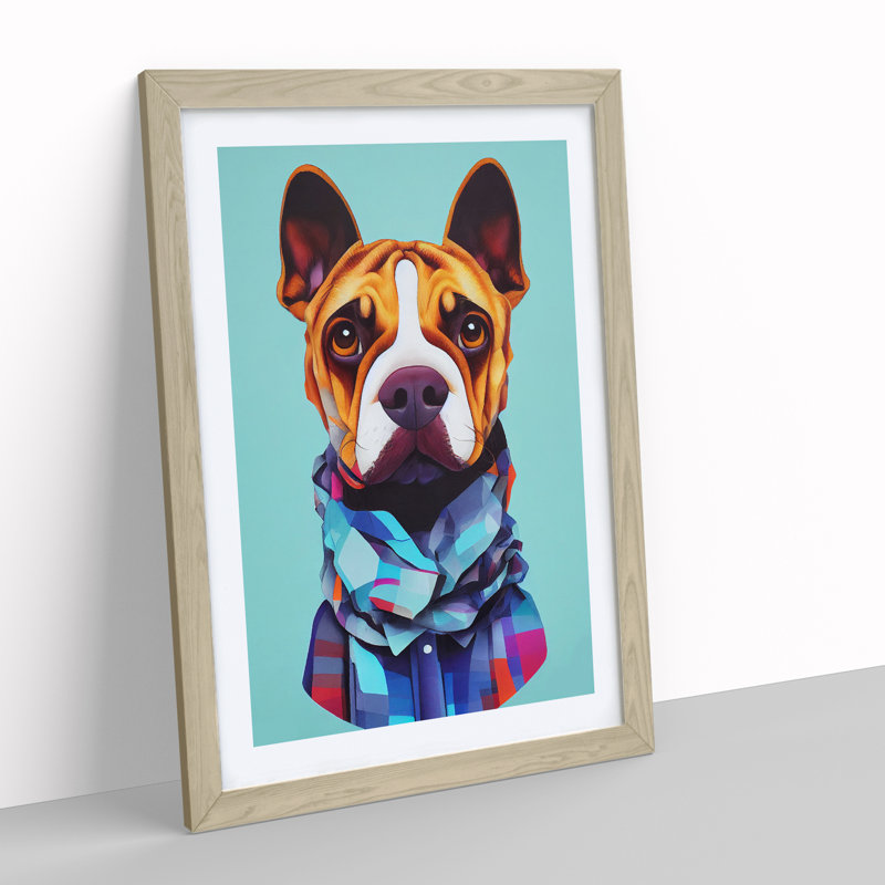 Proud Dog - Wrapped Canvas Print, Oak Framed, 46cm H x 34cm W