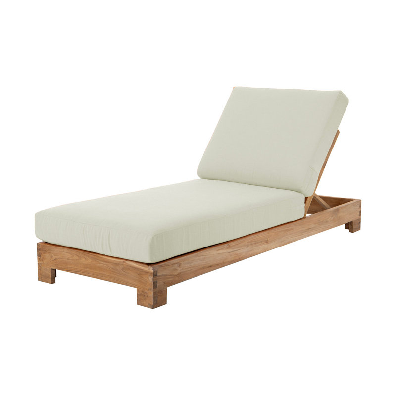 2 chaises longues d'extérieur en teck Pacific, Crème