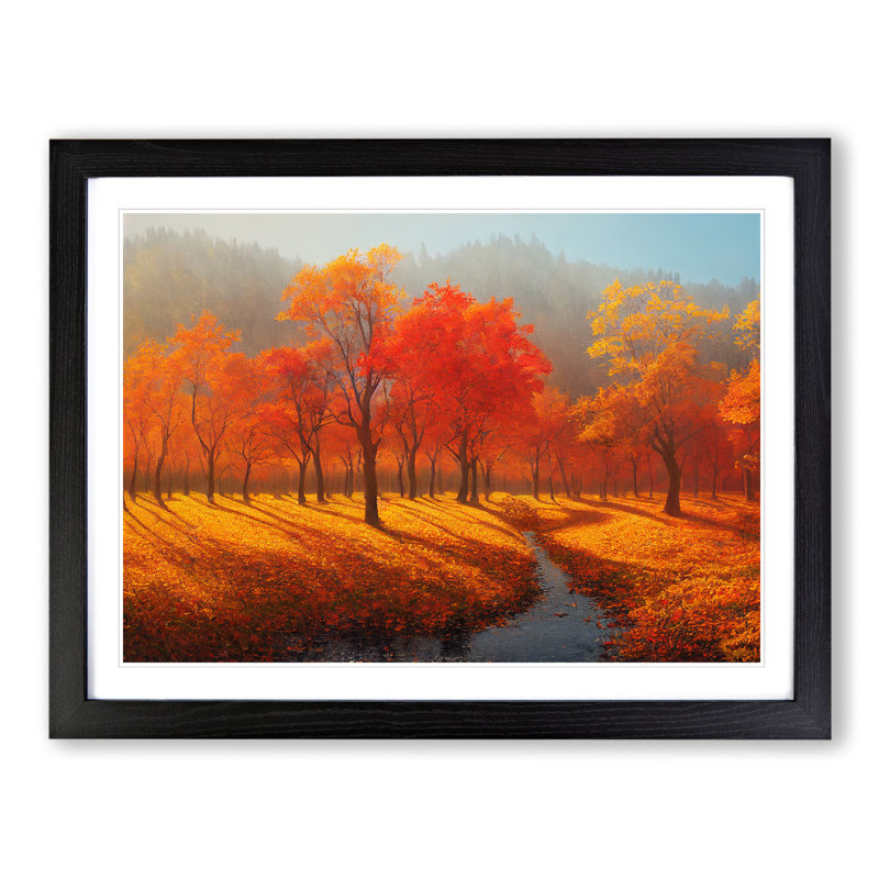 Favourable Autumn Forest - Single Picture Frame Print, 46cm H x 64cm W x 2cm D, Black Framed