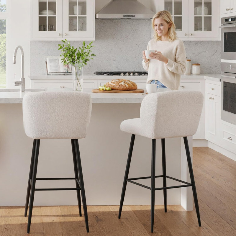 Tabouret de bar contemporain avec dossier Sherpa Boucle