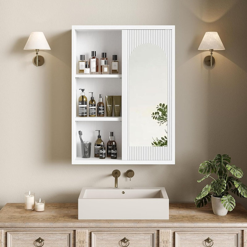 Armoire de salle de bain avec miroir arqué