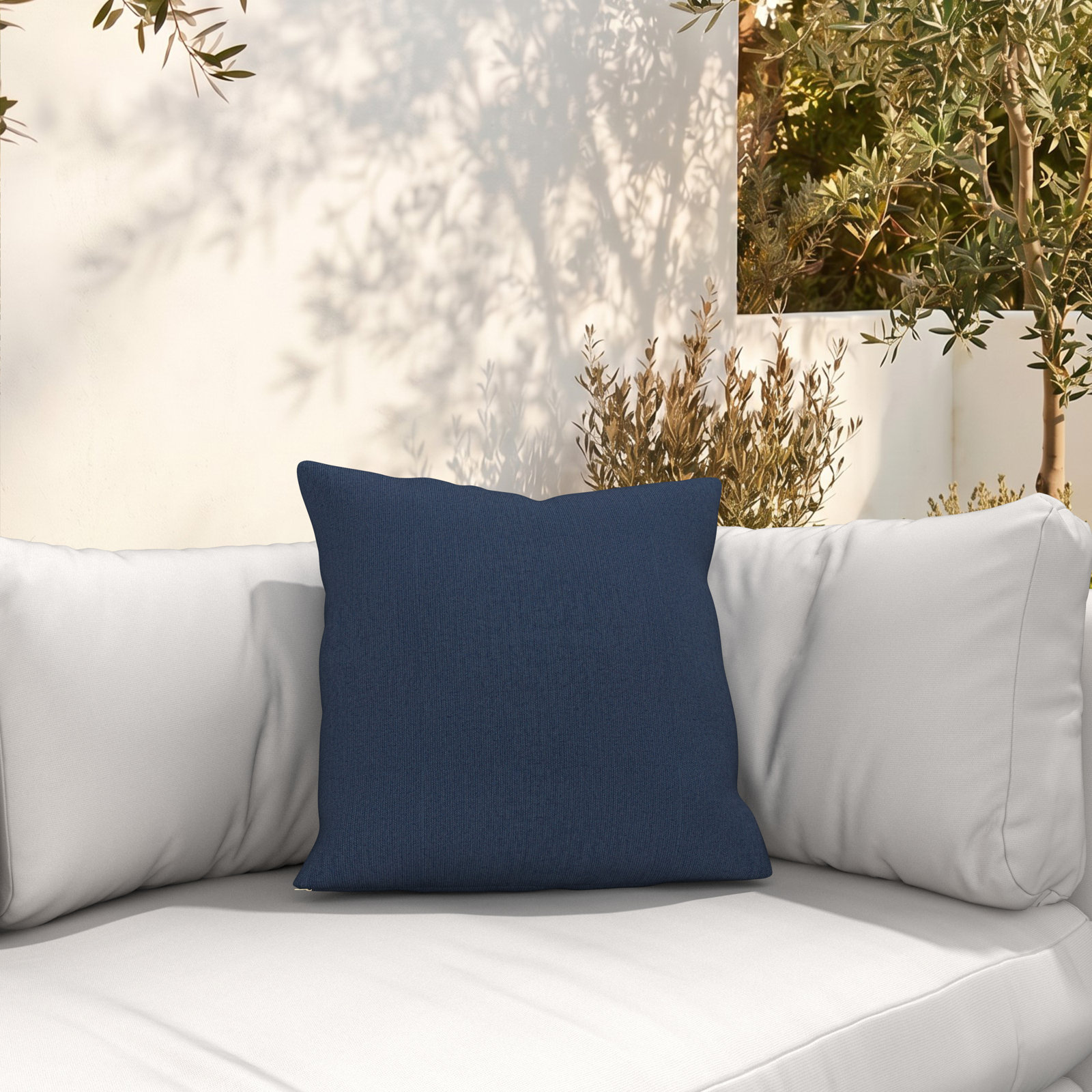 Indoor/Outdoor Throw Pillow, Square 24", Spectrum Indigo Sunbrella® Plainweave