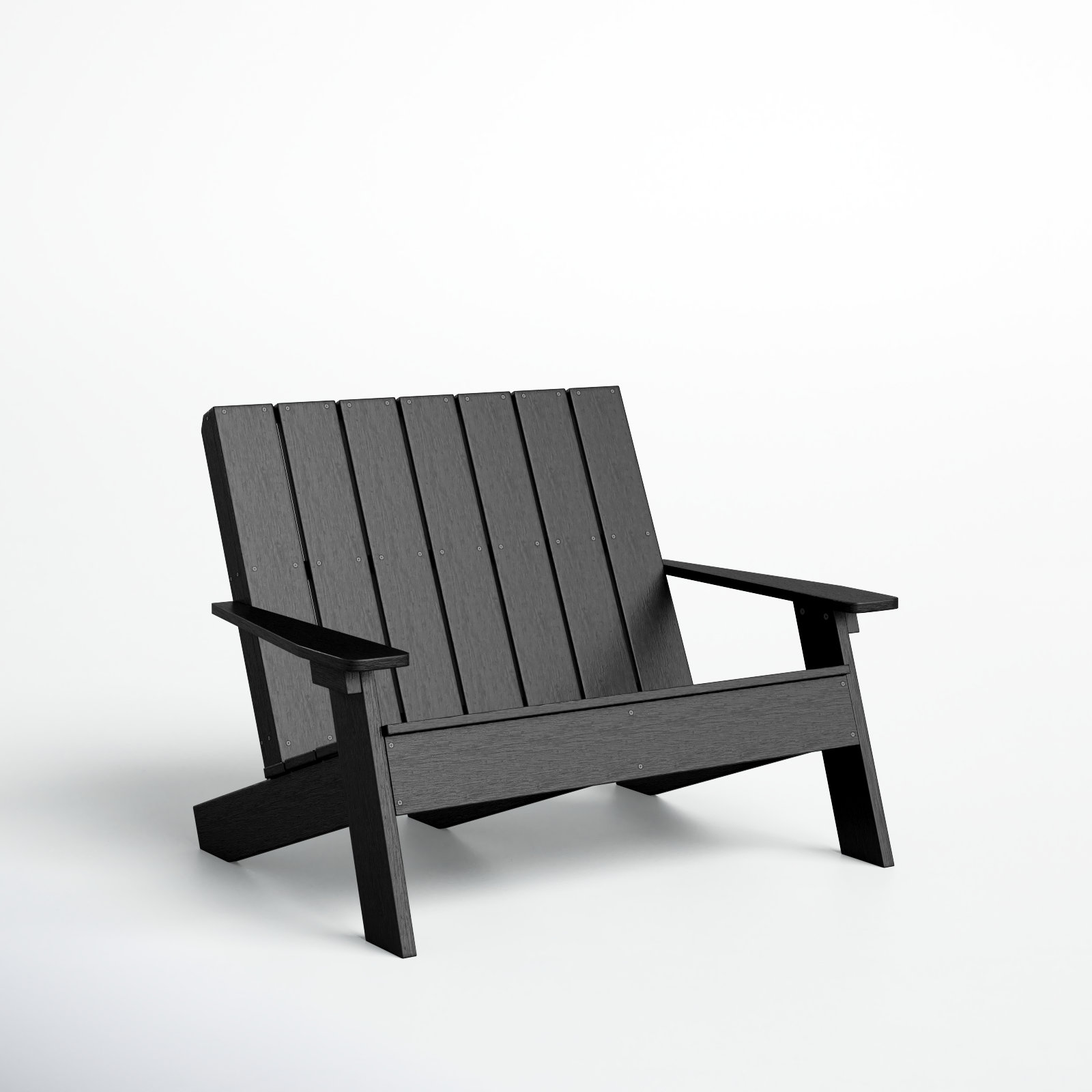 Byrnes Recycled Plastic Double Adirondack Loveseat, Black