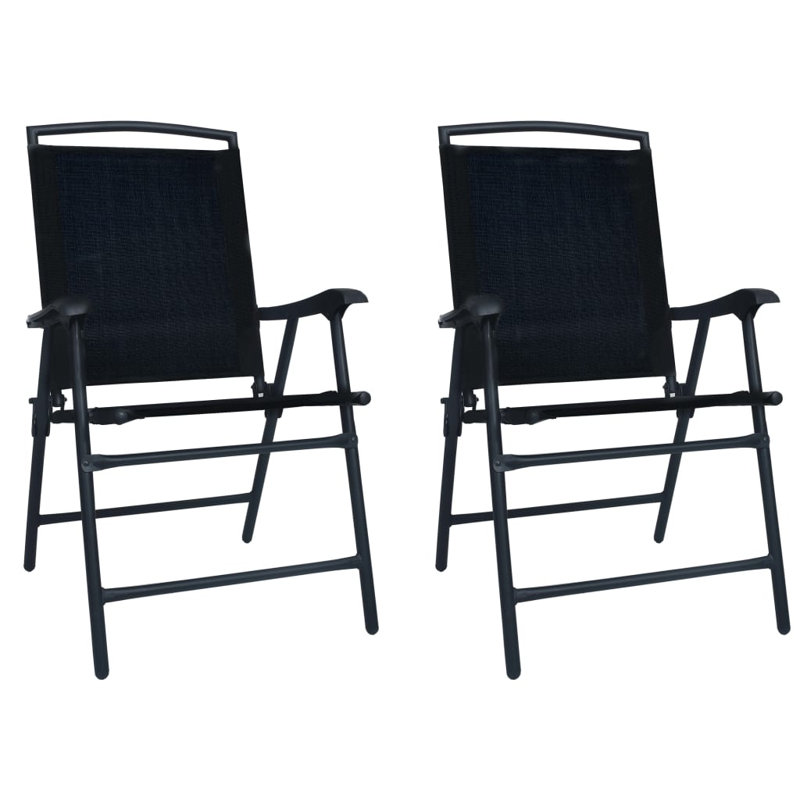 Brasfield Patio Folding Chair Folding Chair Set, Black