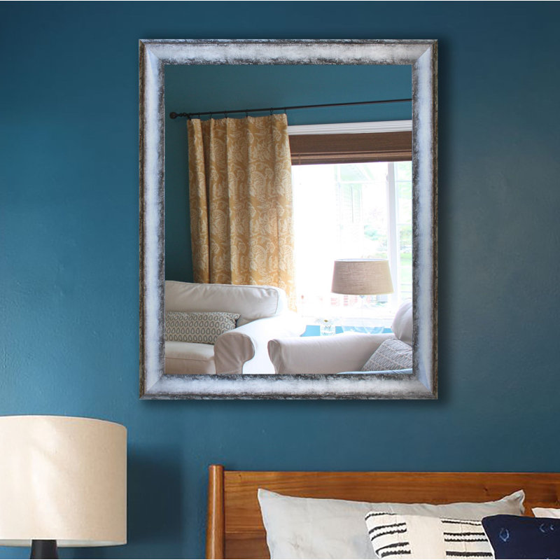Miroir décoratif traditionnel Goles, Gris charbon argenté, H 15 po x l 31 po
