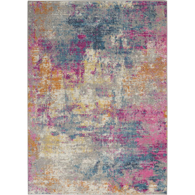 Abbate Abstract Pink/Blue/Orange/Ivory Area Rug