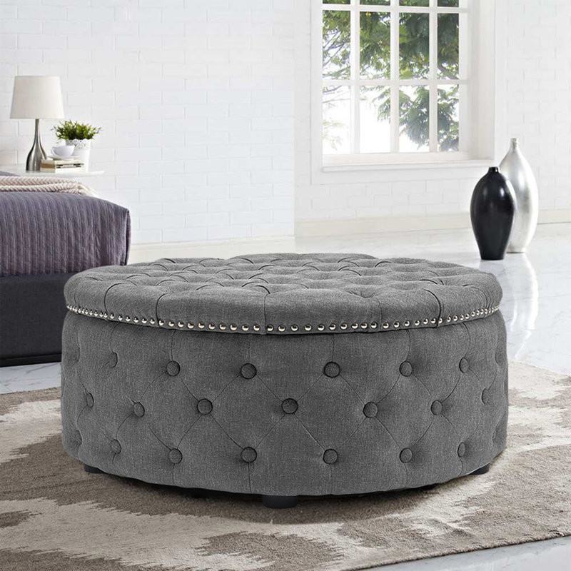 Linen Upholstered Bench, Grey