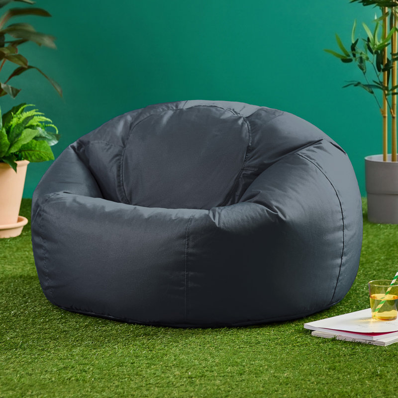 icon Adult Classic Beanbag Outdoor Waterproof Bean bags Ready Filled - Black, 50cm H x 85cm W x 85cm D, Slate Grey
