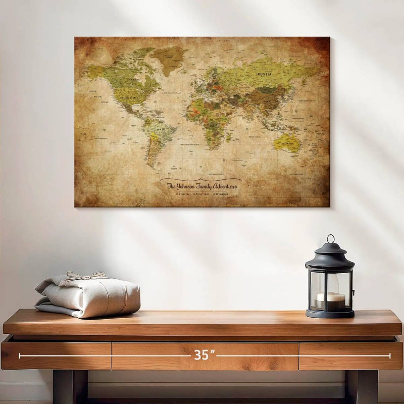 Carte du monde personnalisée, H 16 po x l 24 po, Oui