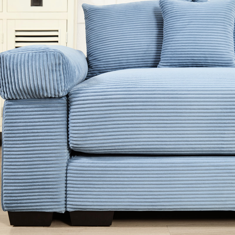 Velours côtelé bleu 28 avec design ergonomique, coussins en éponge douce et combinaisons de sièges modulaires: confortable avec structure assortie en option