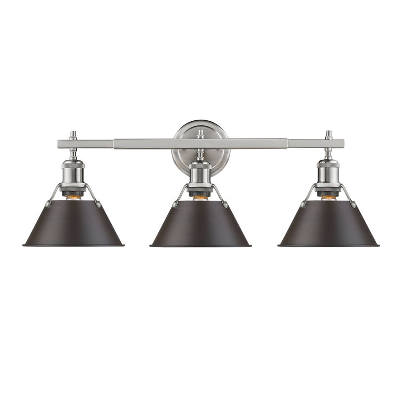Luminaire à 3 lumières Felda, Bronze huilé, Étain