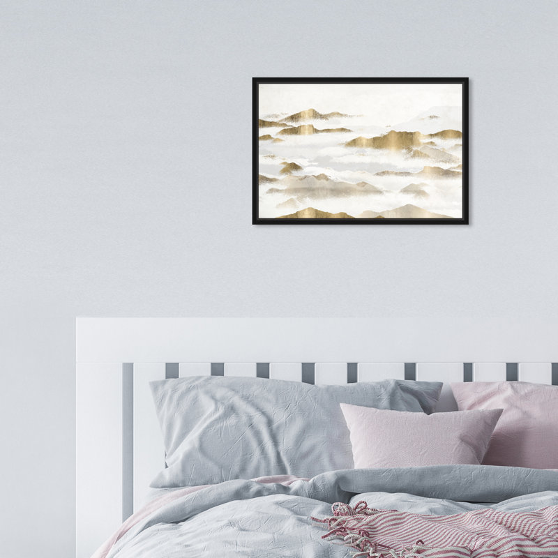 «Mountain of the Soul, Mountain Brushstroke Texture Modern Gold», reproduction sur toile, H 11 po x l 16 po