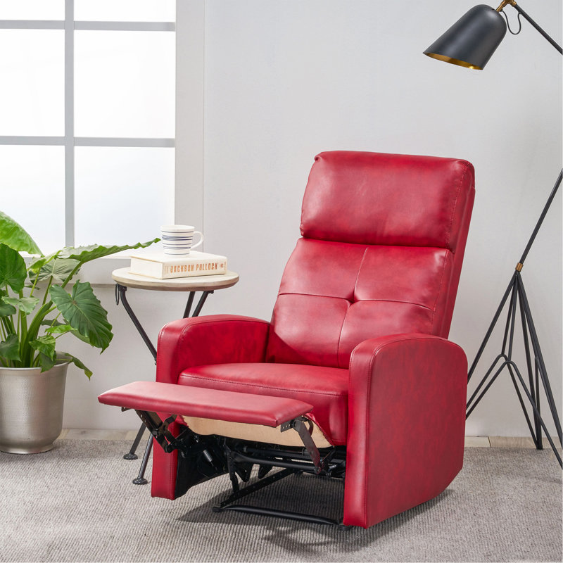Suai Faux Leather Recliner,  Red Faux Leather