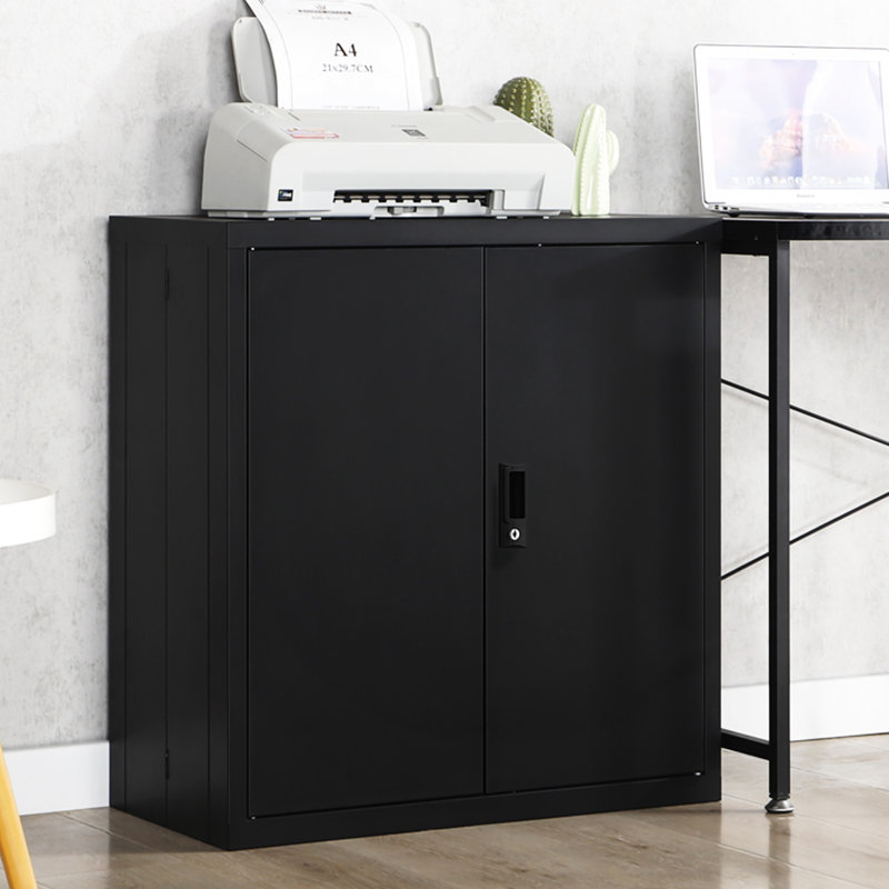 Classeur et casier de rangement avec serrures à double porte, pour la maison de bureau, acier noir, support à hauteur ajustable peu encombrante, 3 4 tablettes, deux clés de conception 35,97 po, réglage facile, largeur 31,34 po
