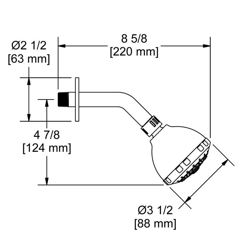 Pomme de douche à 3 fonctions avec accoudoirs 4 po Riobel, Nickel poli