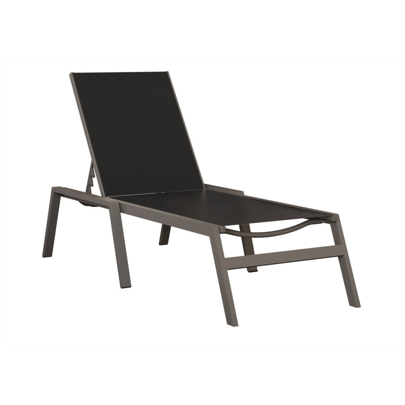 Berlin Gardens Vida Chaise Armless Lounge, Black, Graphite