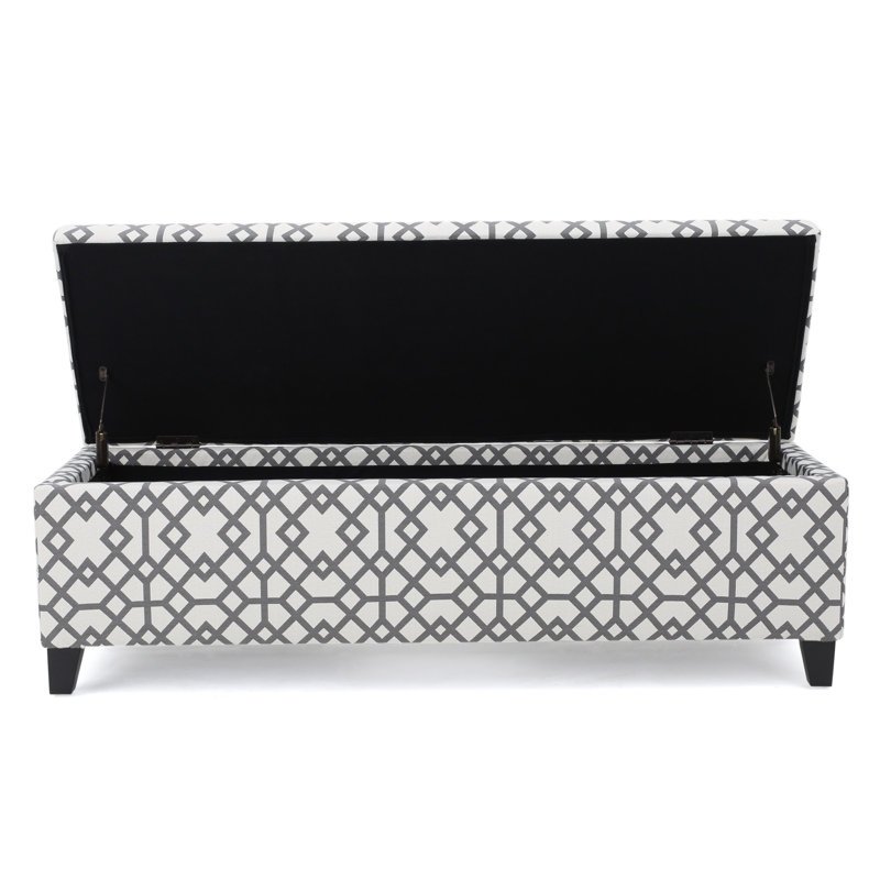  Banc d'entrée en bois rembourré pour chambre, Grey Geometric, 16.25" H x 51.25" W x 17.50" D
