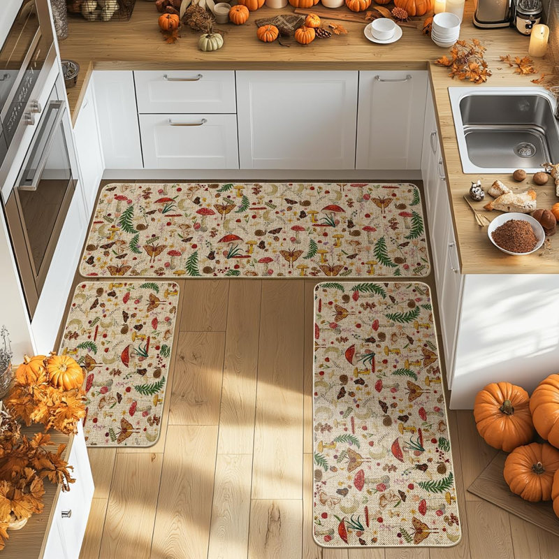 Floral Polyester Non-Skid Kitchen Mat