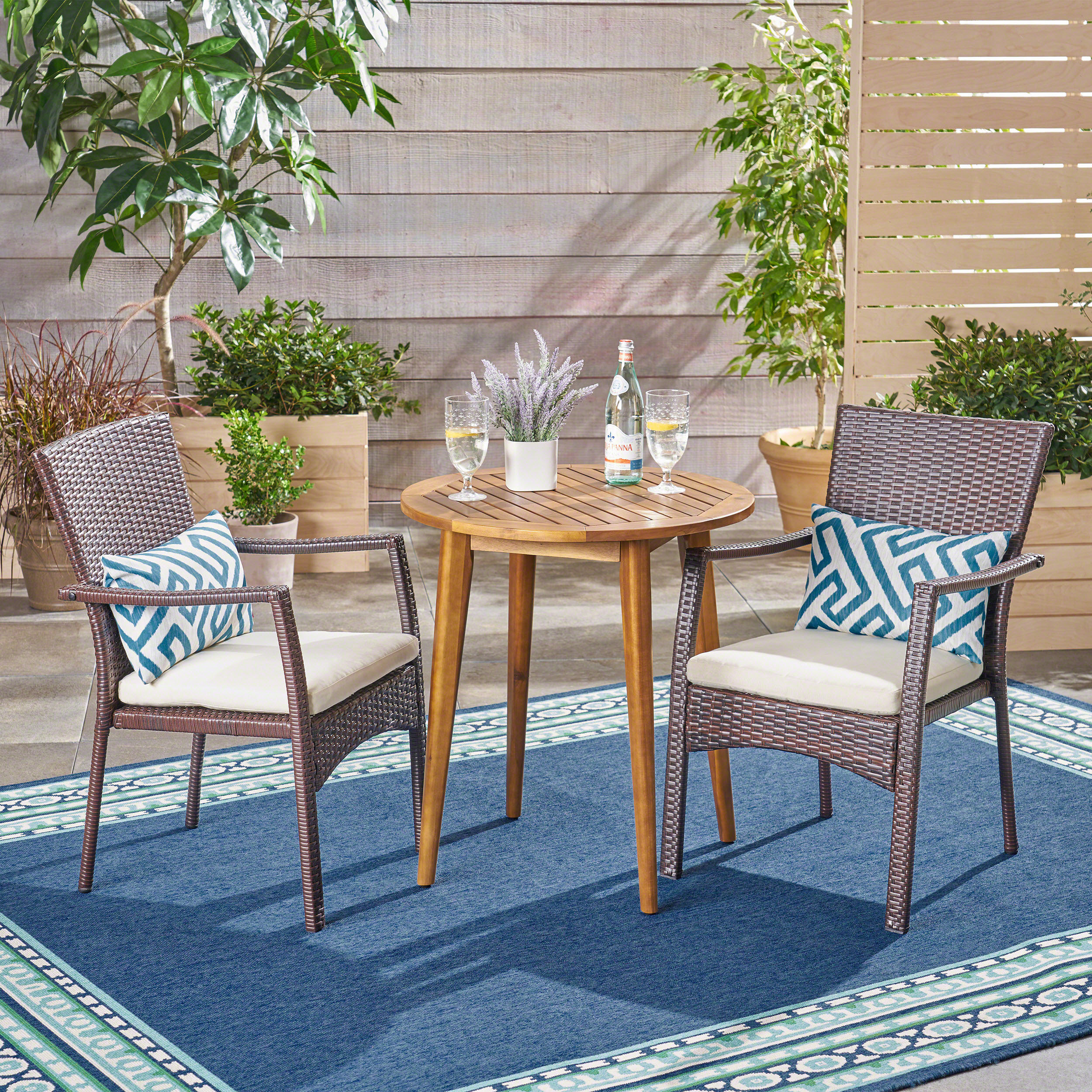Bay Isle Home™ Outdoor 3 Piece Bistro Set with Cushions & Reviews Wayfair(01)