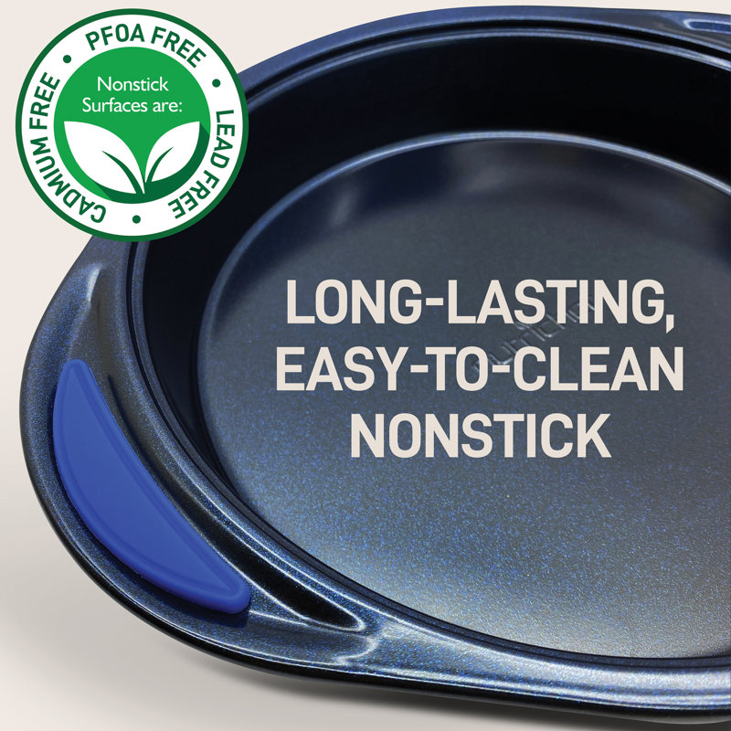 NutriChef 10-Piece Blue Carbon Steel Nonstick Bakeware Set with Silicone Handles