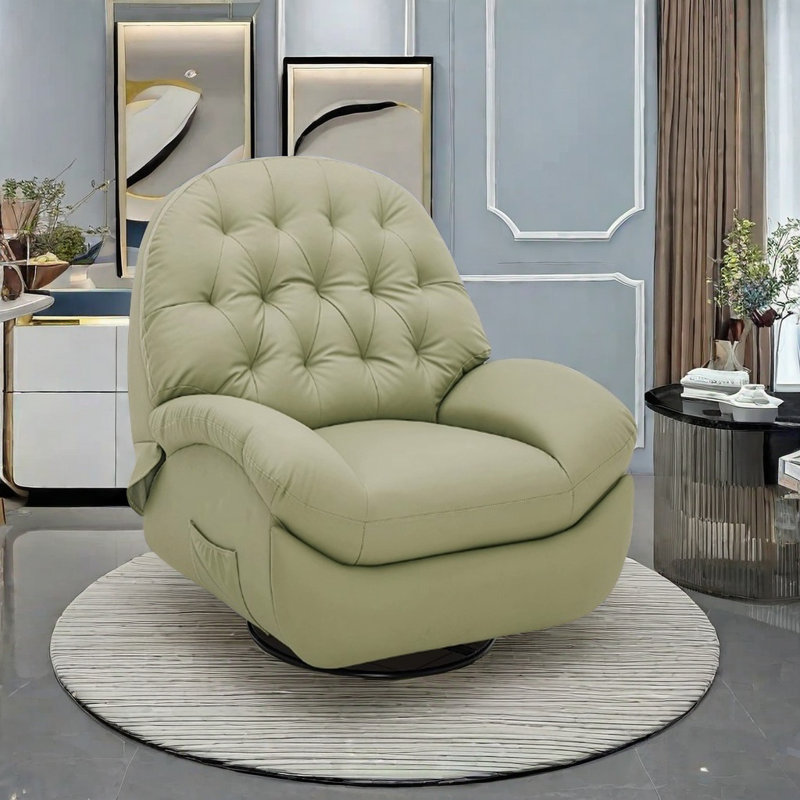Fauteuil inclinable pivotant en similicuir Nervie, Vert