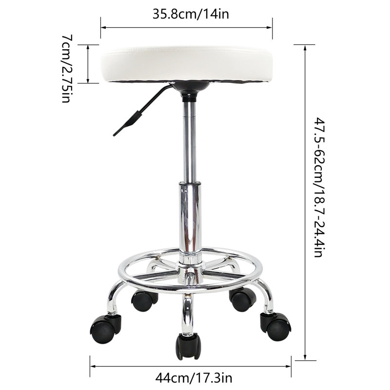 Tabouret de laboratoire à hauteur réglable, Blanc