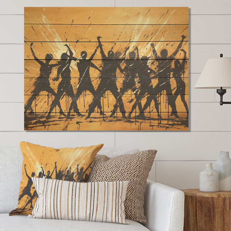 African Zulu Dance I - Tribal africain sur bois, H 10 po x l 20 po