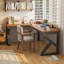 Bureau en bois de noyer en forme de L 62,99 po-108840421-108840419