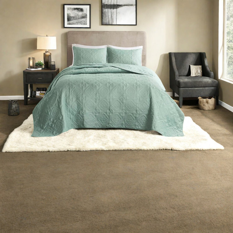 Ensemble de literie réversible en microfibre, vert écume de mer, design chic pour la maison