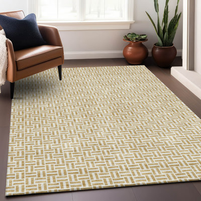 Premium Machine Washable Prisco Gold Rug