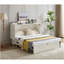 Lit armoire avec rangement, grand lit, matelas en mousse pliable et tiroirs surdimensionnés, lit escamotable, ensemble de prises et ports USB, lit escamotable pliant peu encombrant, blanc