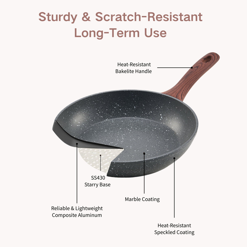 3 Piece Frying Pan Aluminum Skillet Set