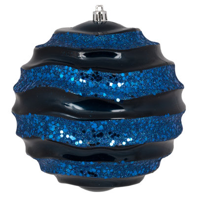 Stripe Candy Glitter Wave Ball Christmas Ornament