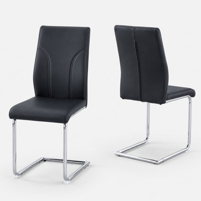 Austwell Modern Faux Leather Upholstered Dining Chairs with Metal Legs (Set of 2)