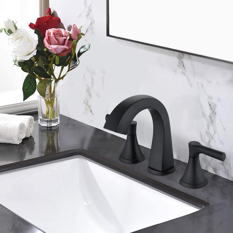 2-Handle Stainless Steel Bathroom Sink Faucet, Matte Black