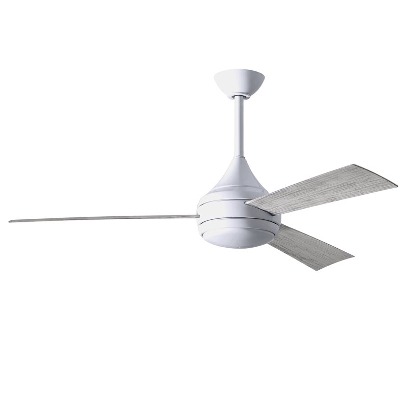 Donaire LED Outdoor Downrod Ceiling Fan, Gloss White, Barn Wood Tone